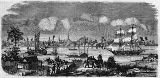 View of Bangkok City and Port, Kingdom of Siam (Thailand)