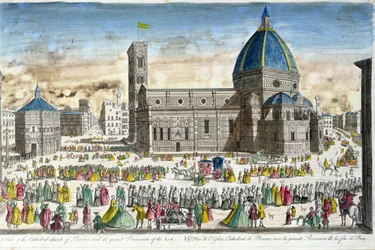 View of Florence Cathedral and the Grand Procession of the Host