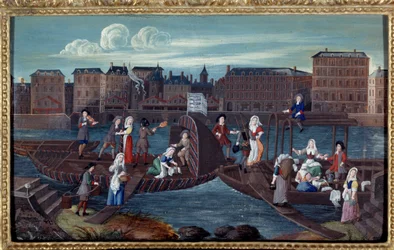 View of a Fish Boat and Whitewashing Boats on the Quai de la Megisserie in Paris