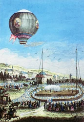 View of the Brotteaux in Lyon and the Third Flight of the Montgolfier Hot-Air Balloon on the 10th of January 1784
