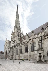 View of the Cathedral Saint Lazare of Autun, French religious architecture in Romanesque and Gothic style, Autun, Saone and Loire, Burgundy