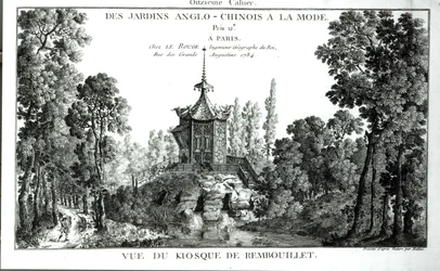 View of the Kiosk at Rambouillet, from Jardins Anglo-Chinois a la mode by George Louis le Rouge, published 1775-78
