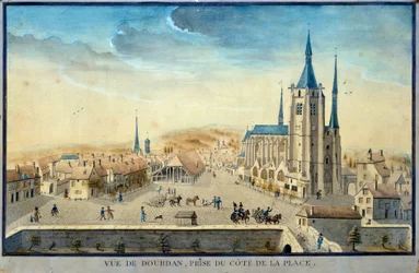 View of the city of Dourdan by a prisoner