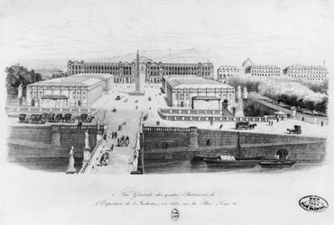 View of the four buildings of the Industry Exhibition in Paris, Place Louis XV, 1834