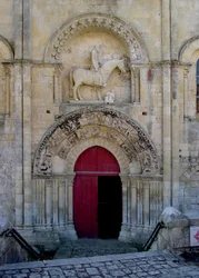 View of the north portal of the Church of St. Hilaire