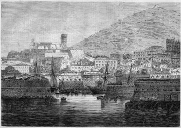 View of the port and town of Gaeta, Italy