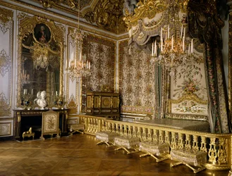 View of the room of the Queen of France Marie Antoinette of Habsburg Lorraine (1755-1793). Versailles, castle museum