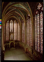 View of the stained glass windows in the upper chapel