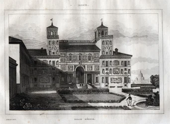 Villa Medici Rome - Villa Medicis - Engraving from 