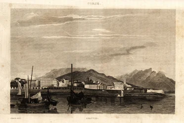 View of Ajaccio, Corsica, Engraving from 1836