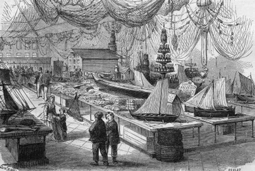 View of the main gallery of the International Maritime and Fisheries Exhibition in Boulogne-sur-Mer (Boulogne-sur-Mer), Pas-de-Calais (62)