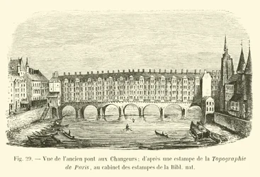 View of the old Pont aux Changeurs; after a print from the Topography of Paris, in the print cabinet of the National Library