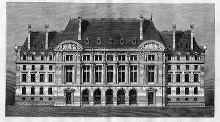 Exterior view of the new buildings of the Sorbonne in Paris (main facade) by Henri-Paul Nenot (1853-1934)