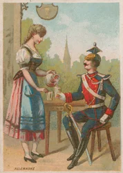Waitress Pouring a Drink for a Soldier, Germany