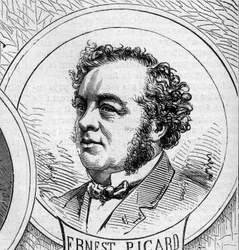 War of 1870 - Government of National Defence: portrait of Ernest Picard (1821-1877), member of the provisional government of 1870. Engraving in “Le Monde Illustré” no. 706 of October 22