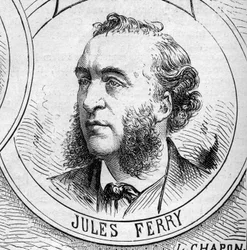 War of 1870 - Government of National Defence: portrait of Jules Ferry (1832-1893), member of the provisional government of 1870. Engraving in “Le Monde Illustré” no. 706 of October 22