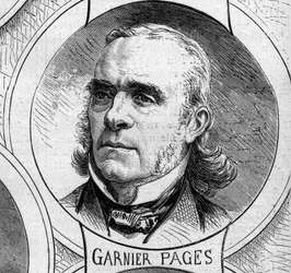 War of 1870 - Government of National Defence: portrait of Louis Antoine Garnier-Pagès (Garnier-Pagès) (1803-1878), member of the provisional government of 1870. Engraving in “Le Monde Illustré” no. 706 of October 22