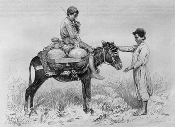 Water carrier, from La Syrie daujourdhui. Voyages dans la Phenicie, Le Liban et la Judee. 1875-1880 of Louis Charles Emile Lortet, 1884