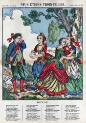 We were three girls. Three girls playing with a shepherd and making him uncomfortable. (Chants et chansons populaire de la France) Imagine d