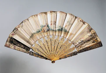 Wedding Hand Fan with Cherubs and Bathsheba, Louis XVI Style Ribs
