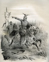 William the Conqueror during the assault and capture of Mantes in July 1087, illustration from 