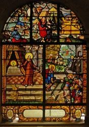 Window Charnier-10 Depicting Manna from Heaven; Christ and the Host