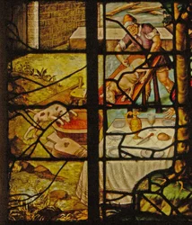 Window Charnier-13 depicting the killing of the pig