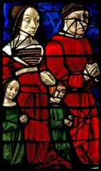 Window depicting donors Duke Jean II de Bourbon and his wife Catherine