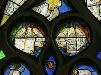 Window depicting Angel Choir with Musical Scores