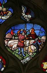Window Depicting Annunciation to the Shepherds (stained glass)