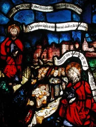Window depicting Christ in the Desert Served by Angels
