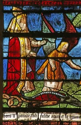 Window depicting God cursing the Serpent