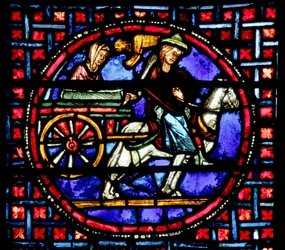 Window depicting Julienne moving the relics of St. Stephen to Constantinople
