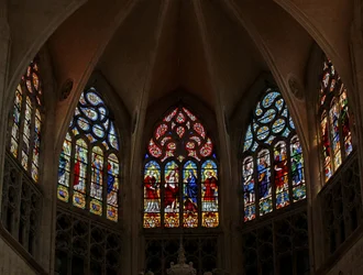 Window depicting a view of the east end of the choir