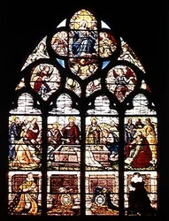 Window depicting the Assumption of the Virgin and the donors, the Marshal of Montigny and his wife, Gabrielle de Crevent, from the Chapel of the Baptismal Fonts, 1619