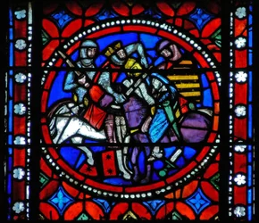 Window s1-R depicting a scene from St Bonnet