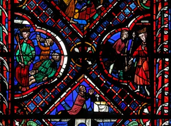 Window depicting scenes from the legend of St John, including the saint and the poisoned cup