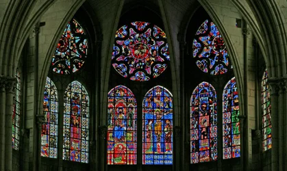 Window w100 depicting a view of the clerestory windows at the east end of the choir of the cathedral