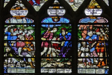 Window depicting Joseph is sold by his brothers