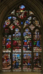 Window depicting Joseph explaining his dream to Potiphar and is accused by Potiphar