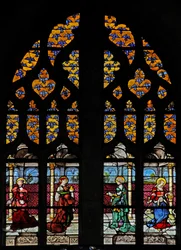 Window depicting heraldic eaglets of the Montmorencys coat of arms