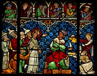 Window w12 depicting Jesus before Pilate