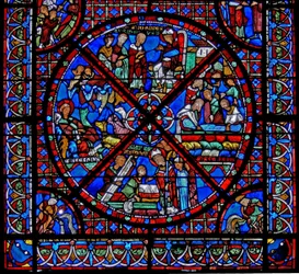 Window w15 depicting the story of St Stephen