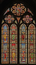 Window w207 depicting bishops (some of Strasbourg) and two Church Fathers