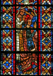 Window depicting a Scene from the Life of St Savinien: Tortured with a Red-Hot Helmet