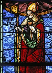 Window depicting St Augustine holding a flaming heart