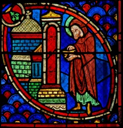 Window w20 depicting Zacharias, the father of St John the Baptist, in the Temple