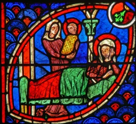 Window w20 depicting the birth of St John the Baptist