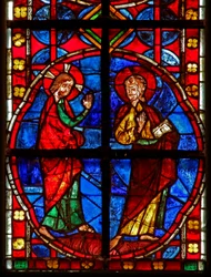 Window depicting St James with Christ
