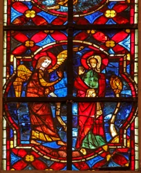 Window depicting the Annunciation of St John the Baptist to Zacharias in the temple
